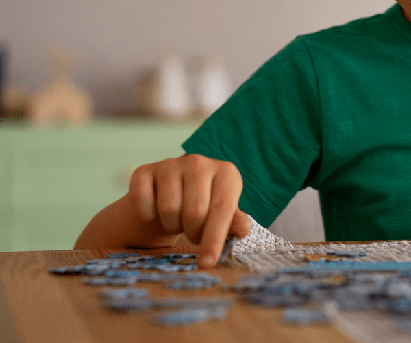 Imagem de uma criança superdotada brincando com um quebra-cabeças